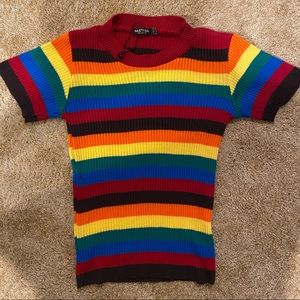 Nasty Gal Rainbow Striped Sweater NWOT